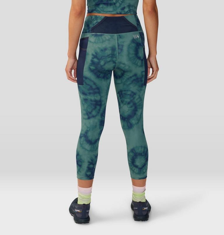 Women's Yuba Trail Crop, Color: Blue Pine Spore Dye Print, image 3
