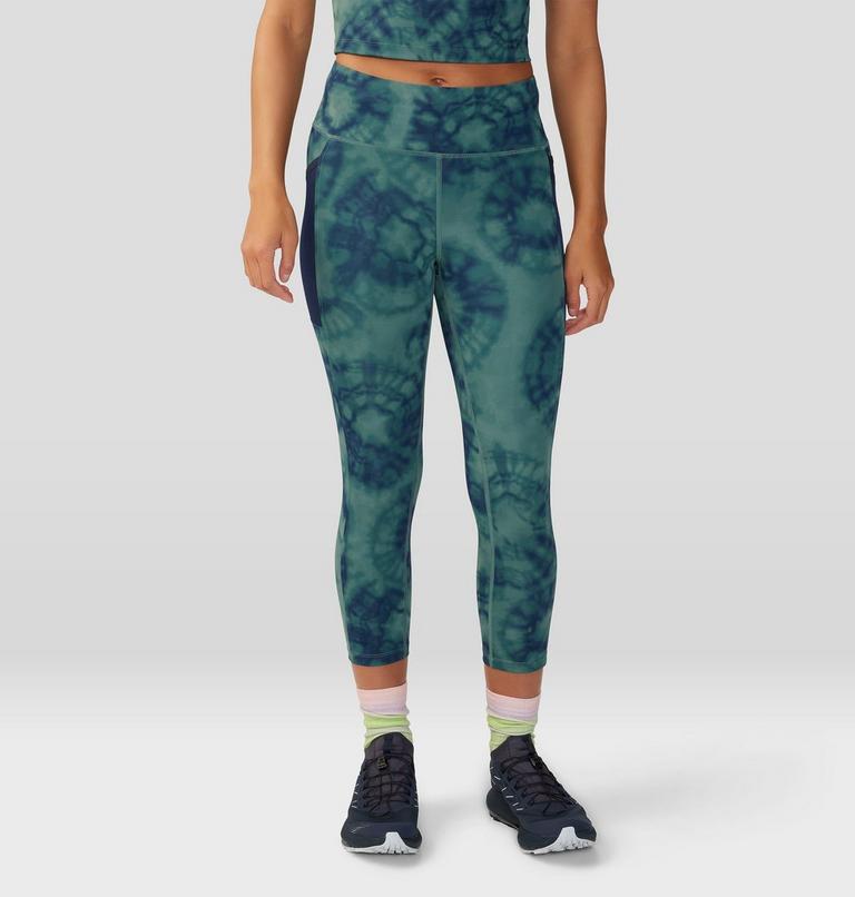 Women's Yuba Trail Crop, Color: Blue Pine Spore Dye Print, image 1