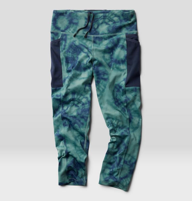 Women's Yuba Trail Crop, Color: Blue Pine Spore Dye Print, image 2