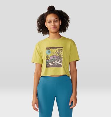 Women's By Marina Inoue Boxy Crop Short Sleeve, Color: Bright Olive, image 1