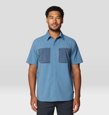 Men's Trail Sender Short Sleeve, Color: Adriatic Blue, Moon Blue, image 9