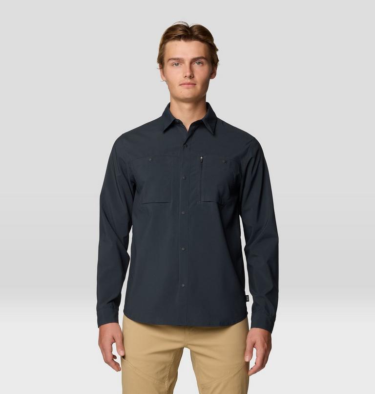 Men's Trail Sender Long Sleeve, Color: Dark Storm, image 1