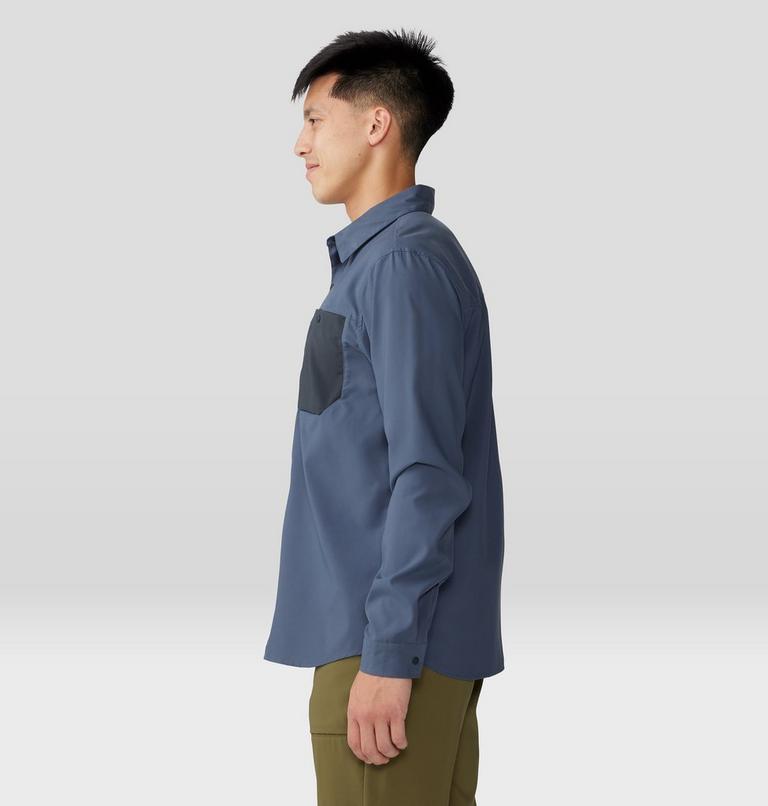 Men's Trail Sender Long Sleeve, Color: Blue Slate, Dark Storm, image 3