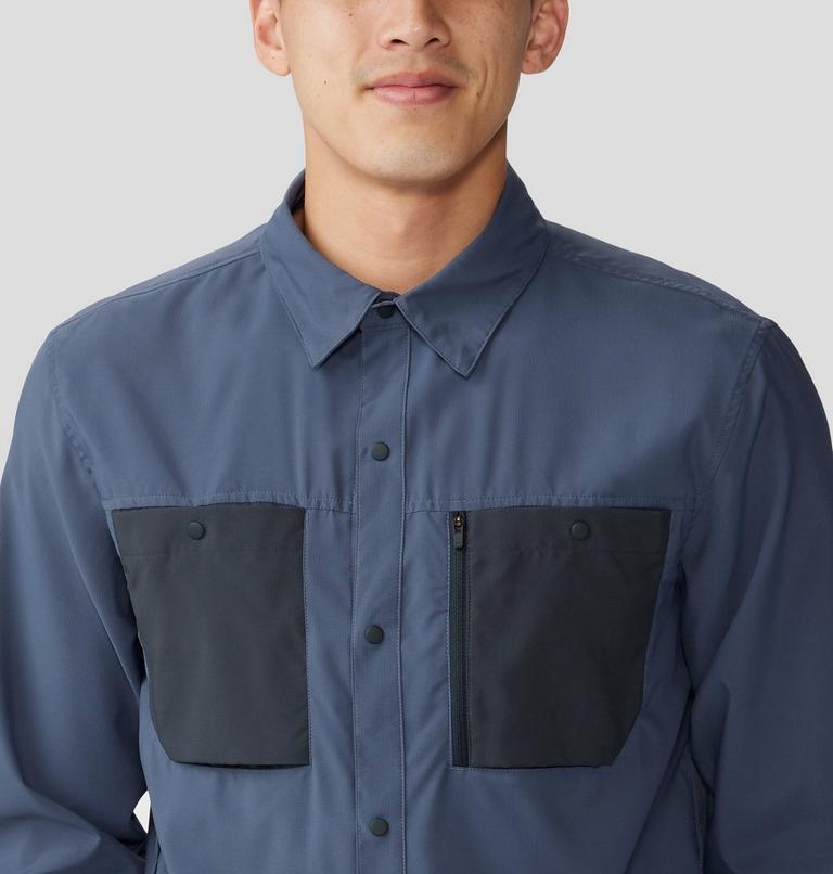 Men's Trail Sender Long Sleeve, Color: Blue Slate, Dark Storm, image 4