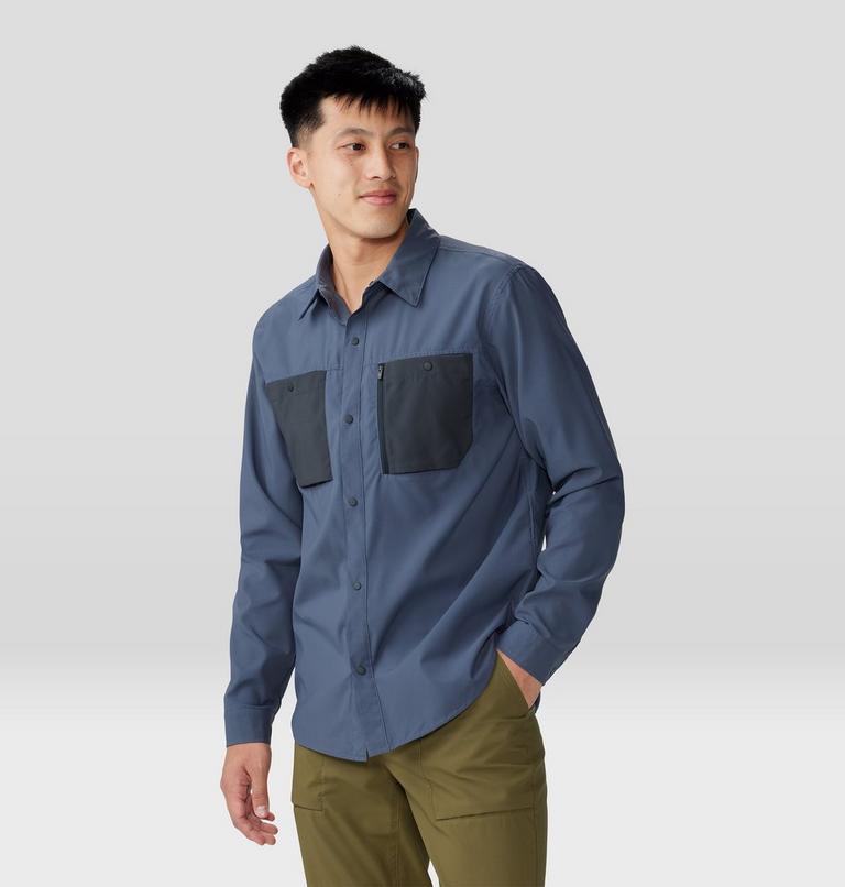 Men's Trail Sender Long Sleeve, Color: Blue Slate, Dark Storm, image 5