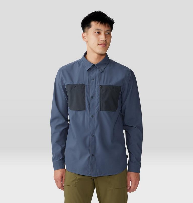 Men's Trail Sender Long Sleeve, Color: Blue Slate, Dark Storm, image 1