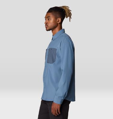 Men's Trail Sender Long Sleeve, Color: Adriatic Blue, Moon Blue, image 4