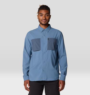 Men's Trail Sender Long Sleeve, Color: Adriatic Blue, Moon Blue, image 1
