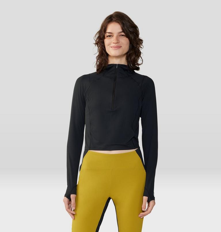 Women's Crater Lake Crop Zip, Color: Black, image 7