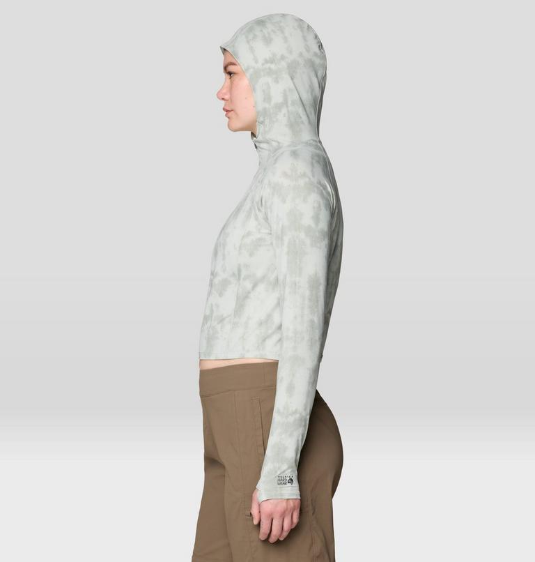 Women's Crater Lake Crop Zip Shirt, Color: Gamma Grey Shadowdye XS Print, image 4