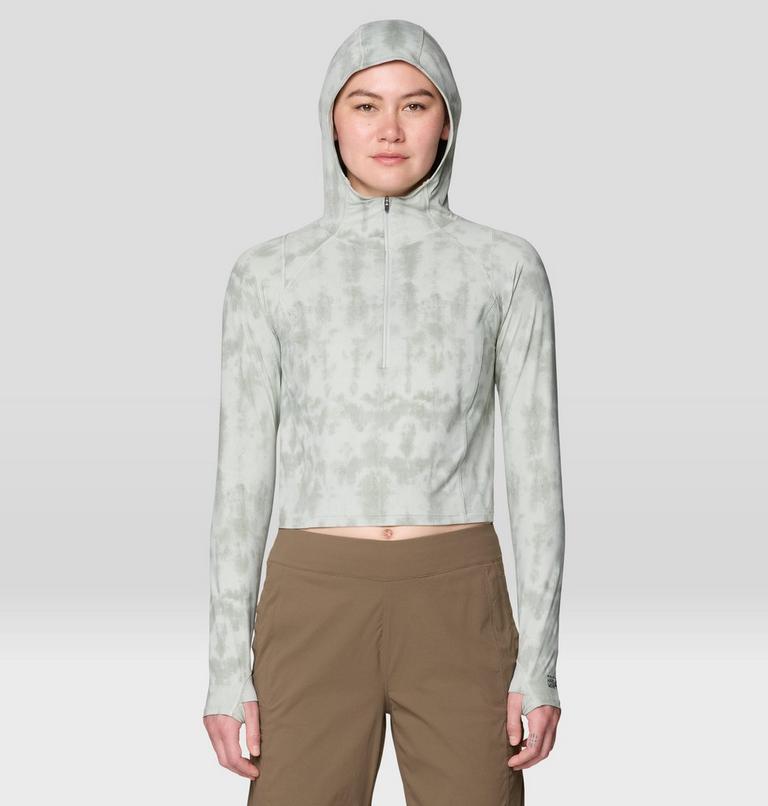 Women's Crater Lake Crop Zip Shirt, Color: Gamma Grey Shadowdye XS Print, image 5