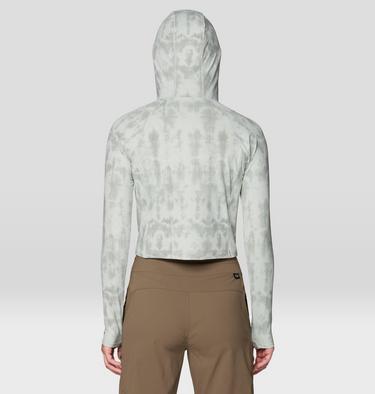 Women's Crater Lake Crop Zip Shirt, Color: Gamma Grey Shadowdye XS Print, image 7