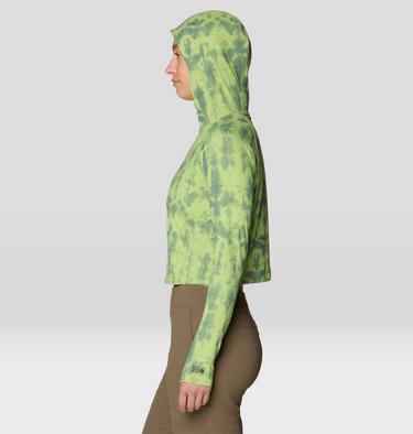 Women's Crater Lake Crop Zip Shirt, Color: Bright Lichen Shadowdye XS Print, image 11