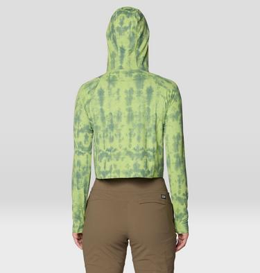 Women's Crater Lake Crop Zip Shirt, Color: Bright Lichen Shadowdye XS Print, image 10