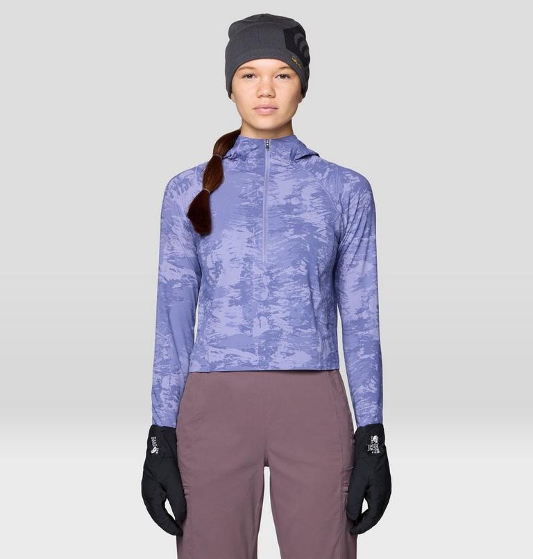 Women's Crater Lake Crop Zip, Color: Avid Inked Dye Print, image 5