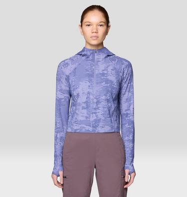 Women's Crater Lake Crop Zip, Color: Avid Inked Dye Print, image 1