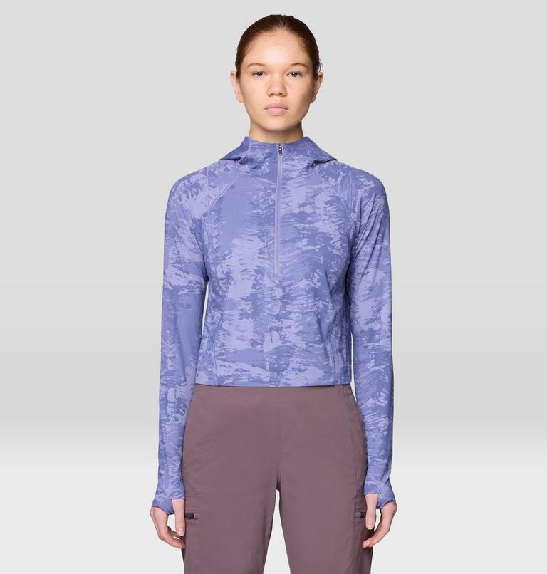 Women's Crater Lake Crop Zip, Color: Avid Inked Dye Print, image 1