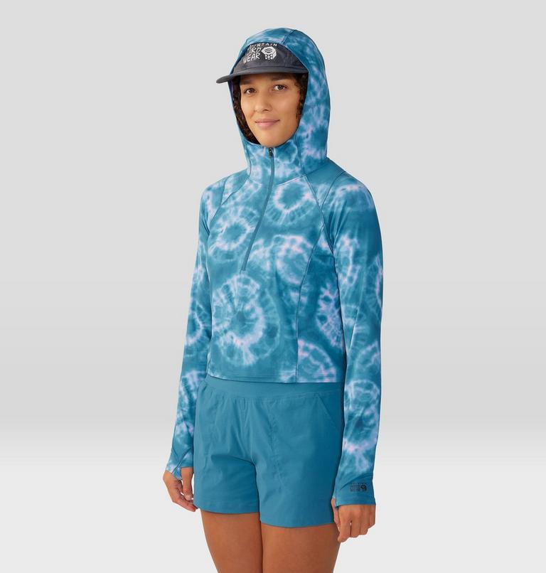 Chandail &agrave; capuchon court avec demi-fermeture &eacute;clair Crater Lake, Color: Baltic Blue Spore Dye Print, image 6