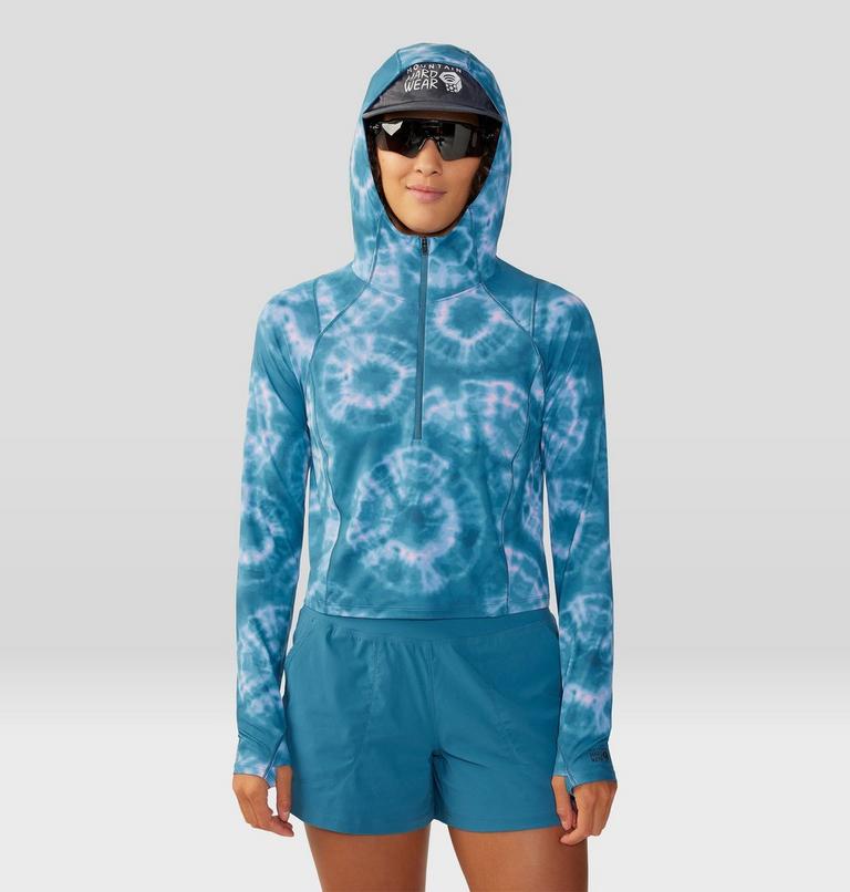 Chandail &agrave; capuchon court avec demi-fermeture &eacute;clair Crater Lake, Color: Baltic Blue Spore Dye Print, image 7