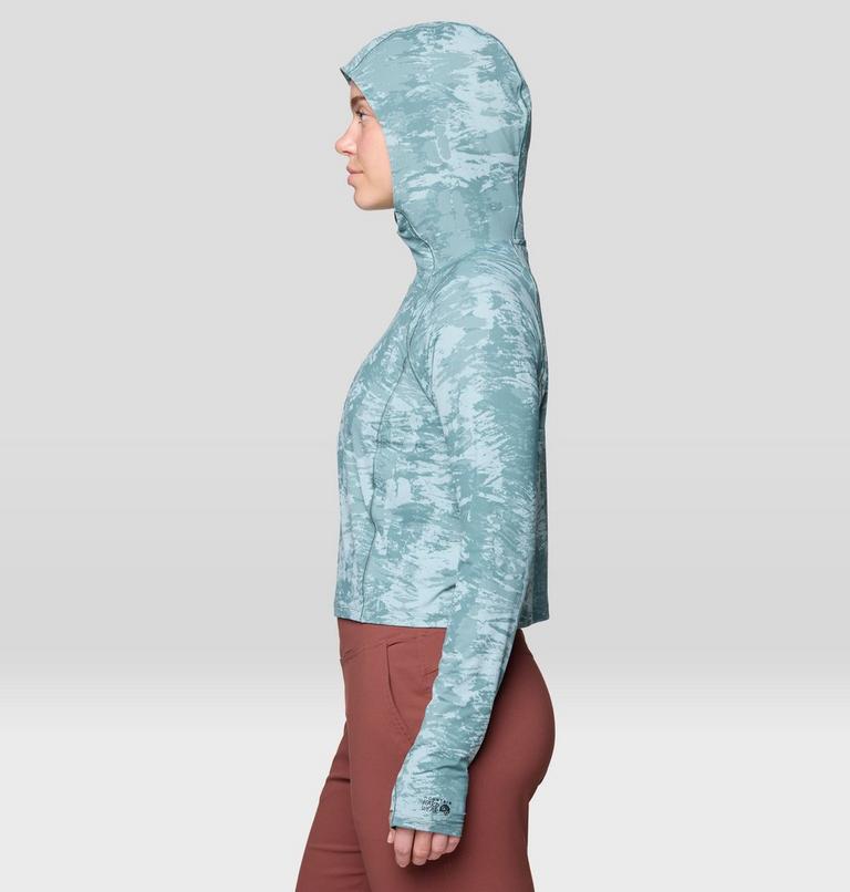 Women's Crater Lake Crop Zip, Color: Blue Sage Inked Dye Print, image 4