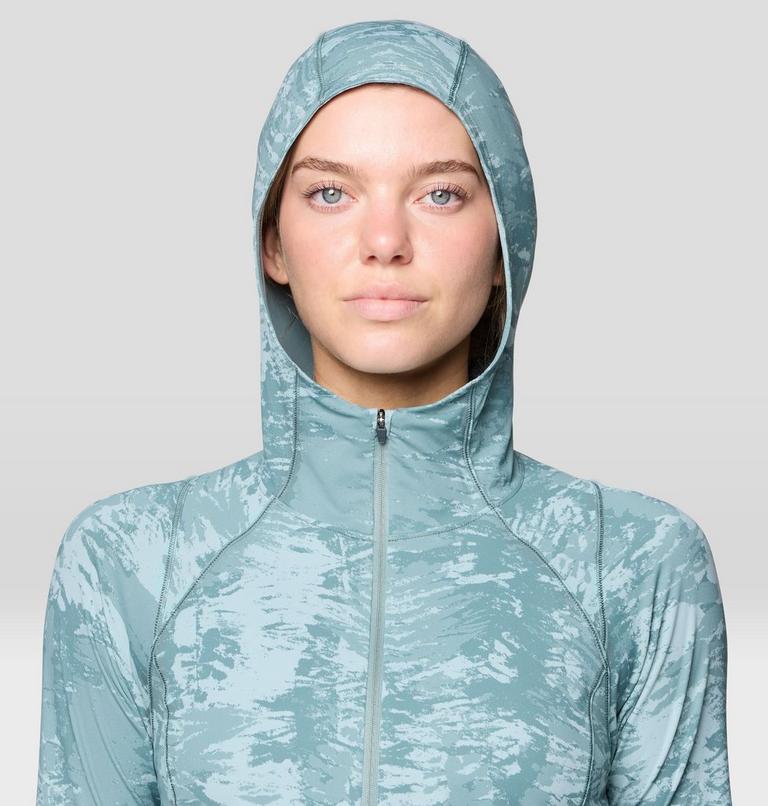 Women's Crater Lake Crop Zip, Color: Blue Sage Inked Dye Print, image 5