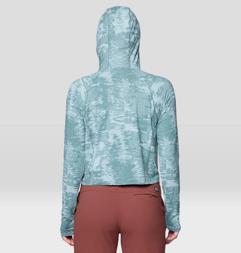 Women's Crater Lake Crop Zip, Color: Blue Sage Inked Dye Print, image 3