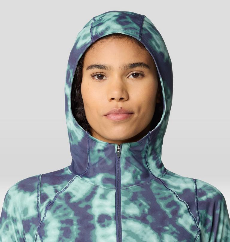 Women's Crater Lake Crop Zip, Color: Lapis Dusk Spore Dye Print, image 4