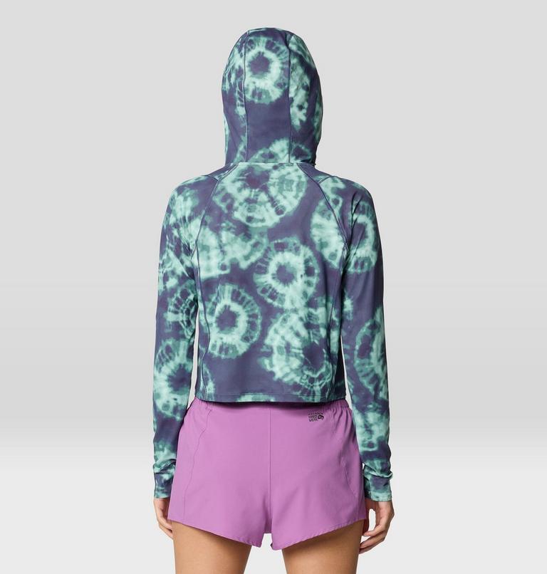 Women's Crater Lake Crop Zip, Color: Lapis Dusk Spore Dye Print, image 2