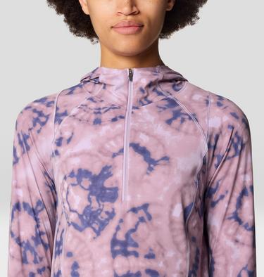 Women's Crater Lake Crop Zip, Color: Wisteria Spore Dye Print, image 16