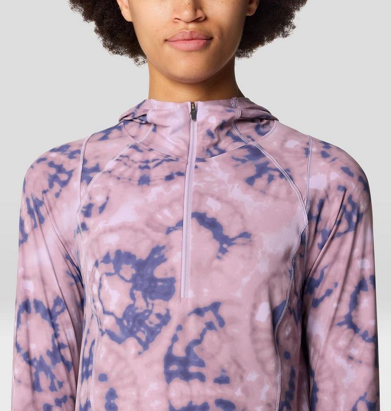 Women's Crater Lake Crop Zip, Color: Wisteria Spore Dye Print, image 4
