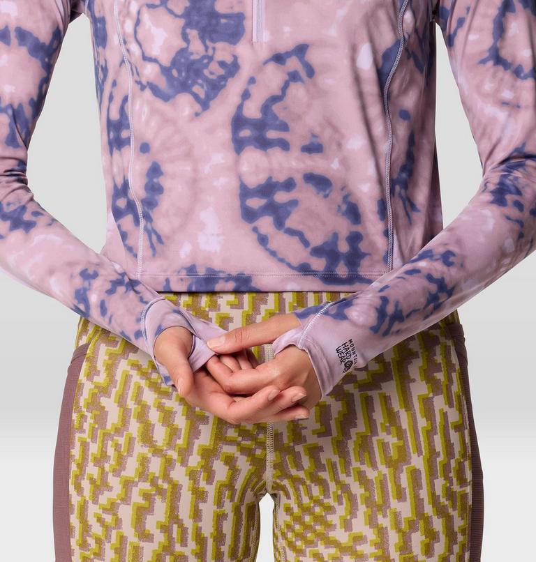 Women's Crater Lake Crop Zip, Color: Wisteria Spore Dye Print, image 5