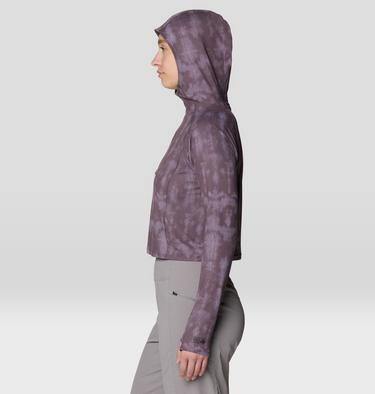 Women's Crater Lake Crop Zip Shirt, Color: Purple Sage Shadowdye XS Print, image 4