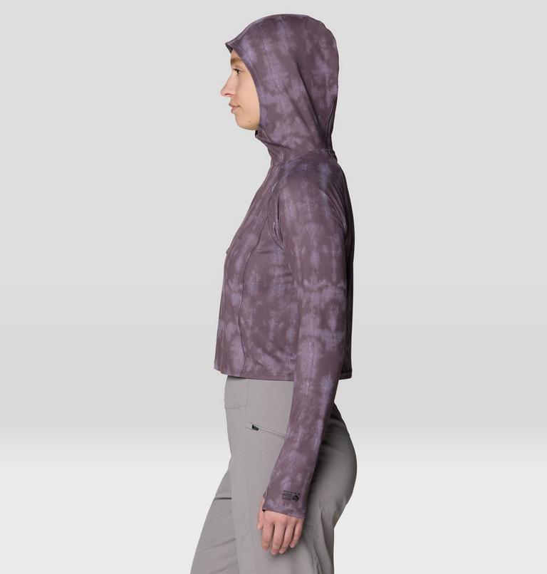 Women's Crater Lake Crop Zip Shirt, Color: Purple Sage Shadowdye XS Print, image 4