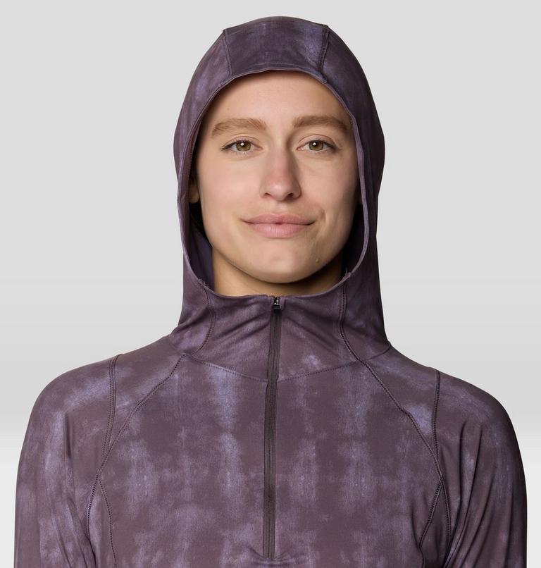 Women's Crater Lake Crop Zip Shirt, Color: Purple Sage Shadowdye XS Print, image 6