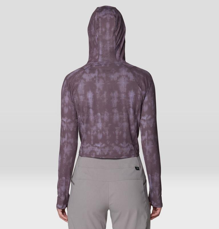 Women's Crater Lake Crop Zip Shirt, Color: Purple Sage Shadowdye XS Print, image 3
