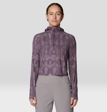 Women's Crater Lake Crop Zip Shirt, Color: Purple Sage Shadowdye XS Print, image 1