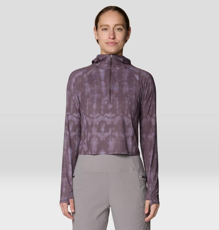 Women's Crater Lake Crop Zip Shirt, Color: Purple Sage Shadowdye XS Print, image 1