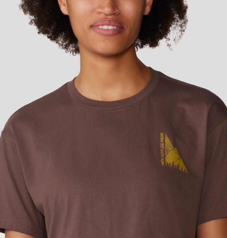 Women's Jagged Peak Boxy Crop Short Sleeve, Color: Carob, image 4