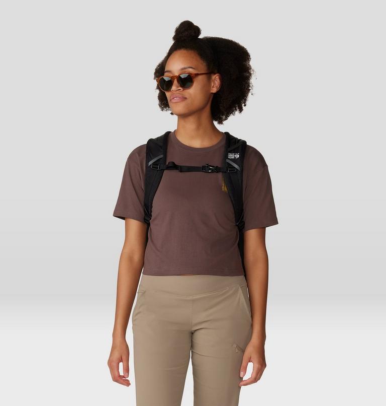 Women's Jagged Peak Boxy Crop Short Sleeve, Color: Carob, image 5