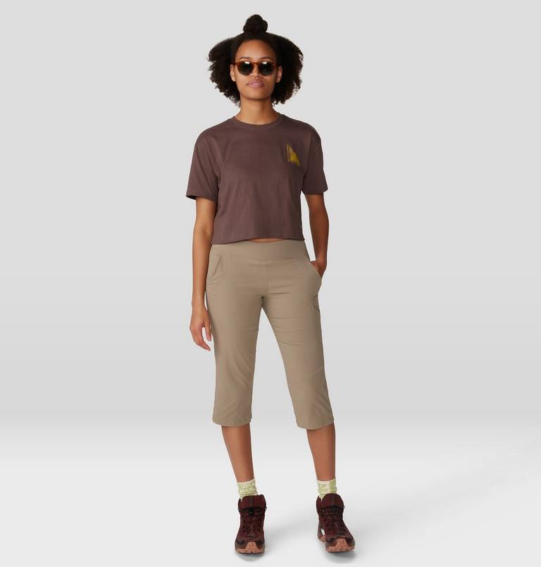 Women's Jagged Peak Boxy Crop Short Sleeve, Color: Carob, image 6