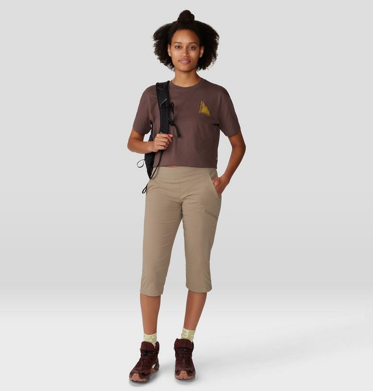 Women's Jagged Peak Boxy Crop Short Sleeve, Color: Carob, image 7