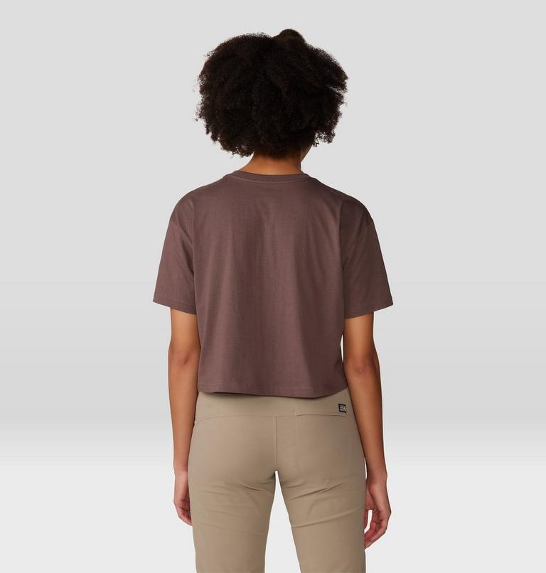 Women's Jagged Peak Boxy Crop Short Sleeve, Color: Carob, image 2