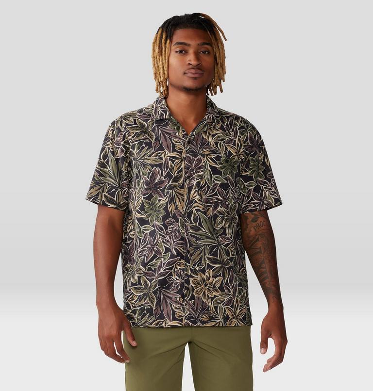 Men's Trail Sender Camp Shirt, Color: Black Floral Print, image 1