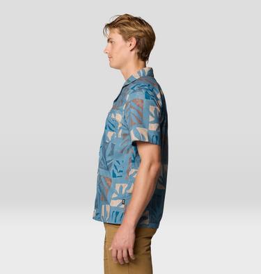 Men's Trail Sender Camp Shirt, Color: Adriatic Blue Meadows Print, image 4