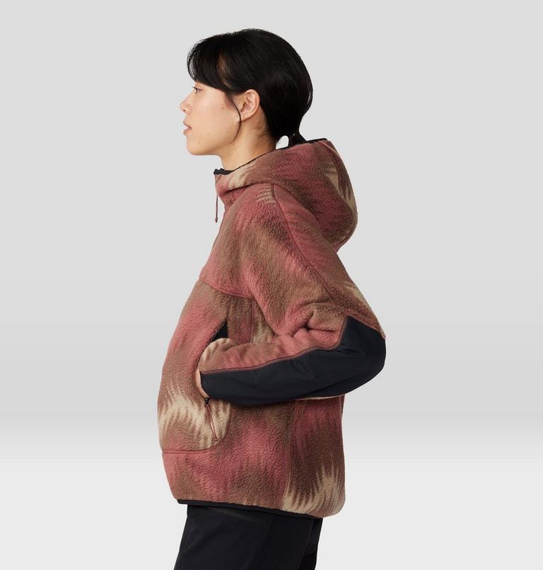 Women's HiCamp Fleece Printed Hoody, Color: Clay Earth Zig Zag Print, image 3