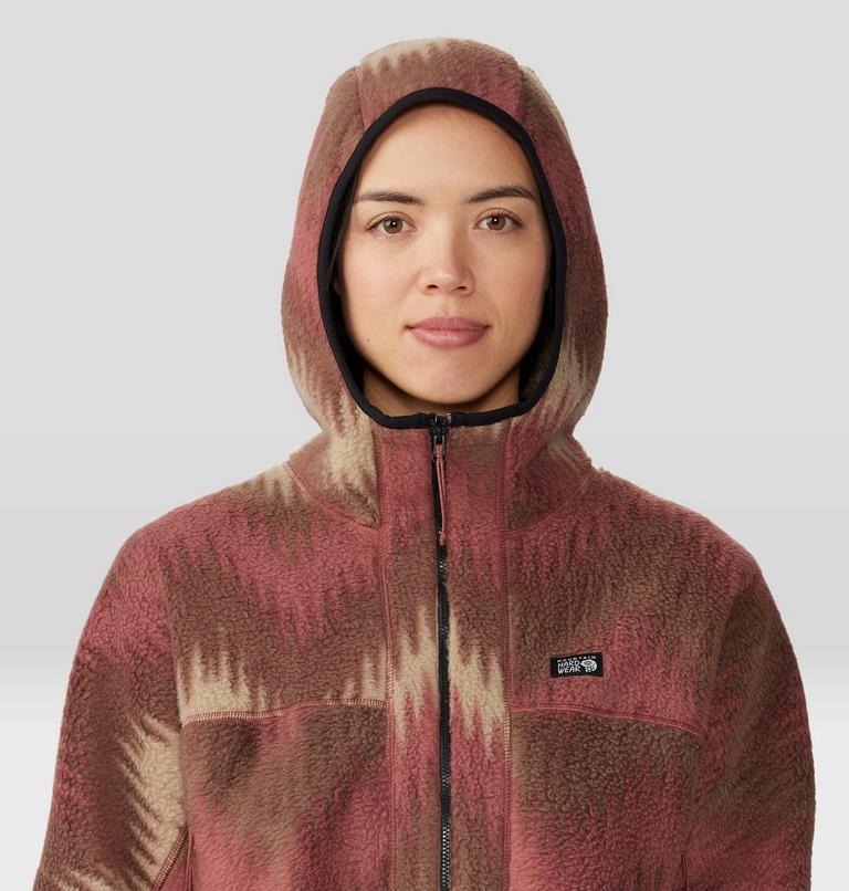 Women's HiCamp Fleece Printed Hoody, Color: Clay Earth Zig Zag Print, image 4