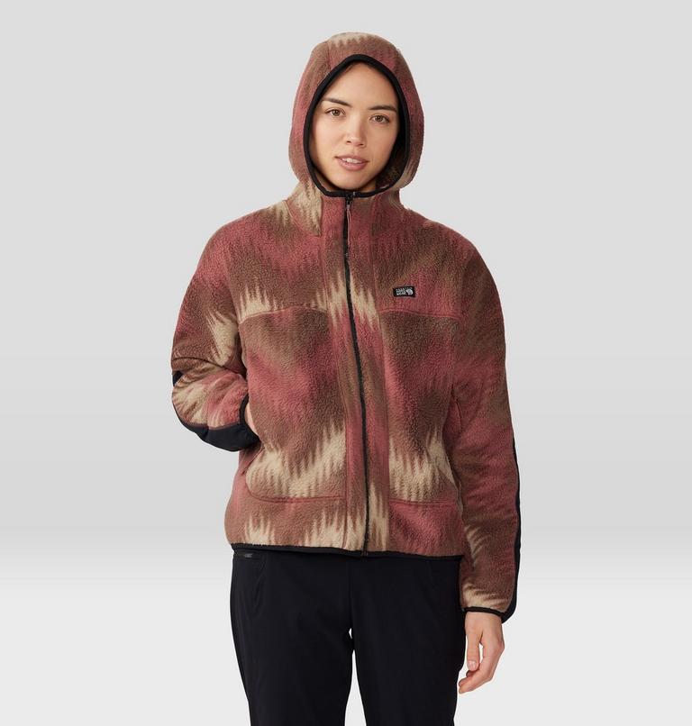 Women's HiCamp Fleece Printed Hoody, Color: Clay Earth Zig Zag Print, image 5
