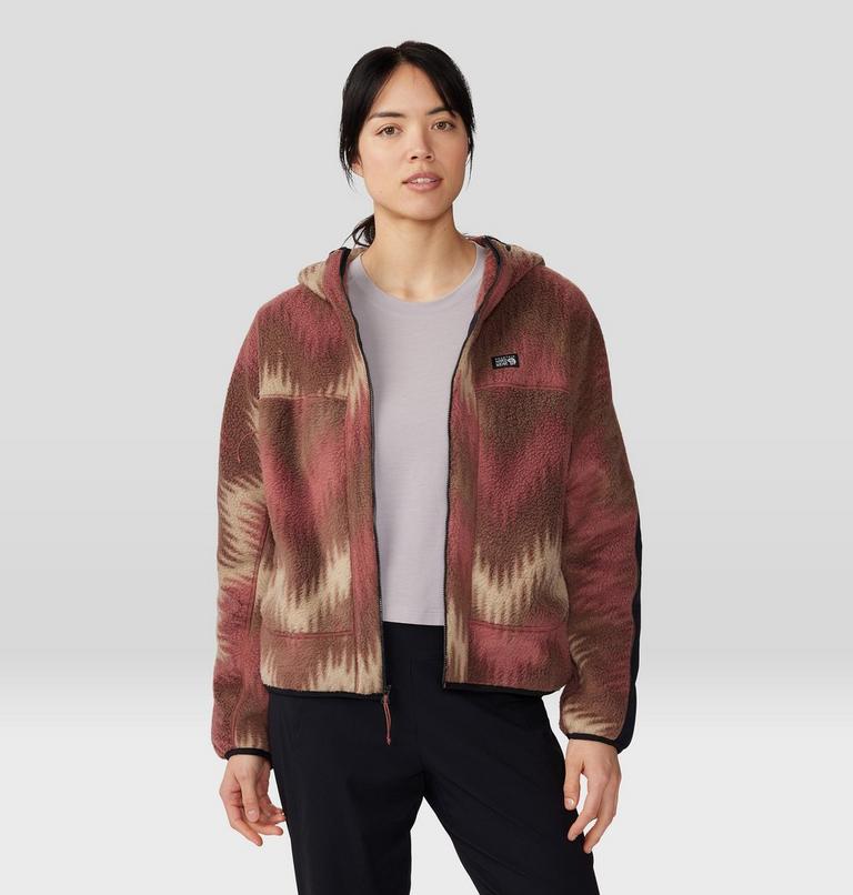 Women's HiCamp Fleece Printed Hoody, Color: Clay Earth Zig Zag Print, image 7