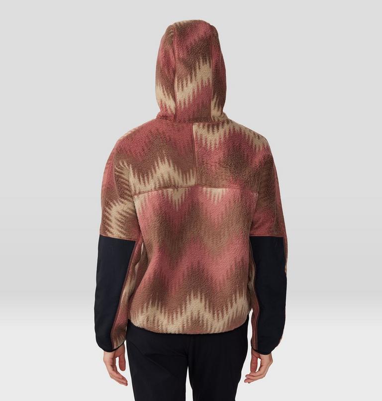 Women's HiCamp Fleece Printed Hoody, Color: Clay Earth Zig Zag Print, image 2