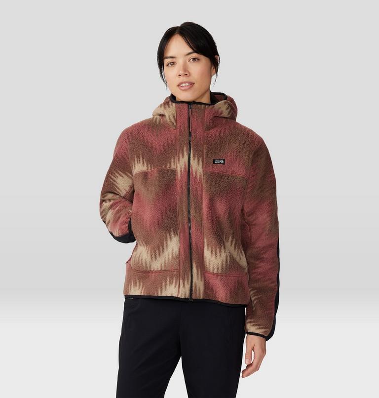 Women's HiCamp Fleece Printed Hoody, Color: Clay Earth Zig Zag Print, image 1